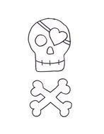 drawing of a skull with a heart in the eye