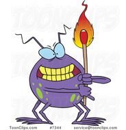 Cartoon Fire Bug Holding A Match 7344 By Ron Leishman