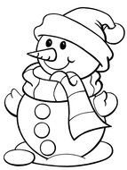 Beautiful black and white drawing of the snowman with the clothes clipart