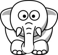 Elephant Animal Clip Art Black And White
