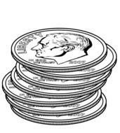 painted white stack of coins