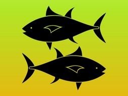 Pisces Symbol Silhouette drawing