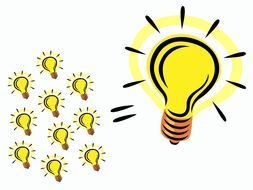 drawn equation with yellow lamps