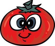 cartoon tomato with slanting eyes