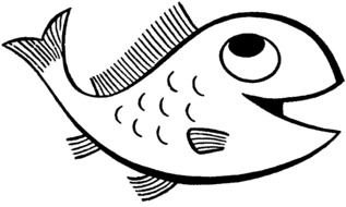 Cartoon smiling Fish, Coloring Page