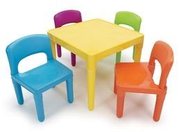 Clip art of the colorful chairs and table