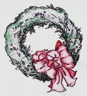 Christmas Wreath, vintage drawing