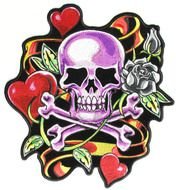 skull, heart and flower tattoo