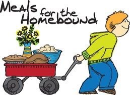 meals for the homebound, man pulling cart loaded with food