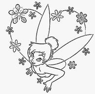 drawn fairy in a floral heart