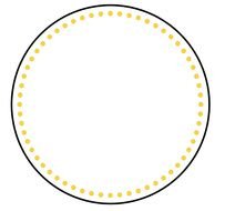 round frame with yellow dots
