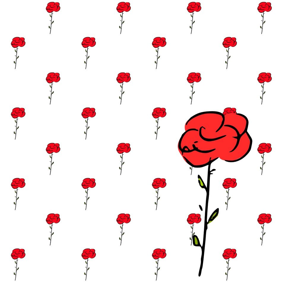 small and big Red Roses, pattern