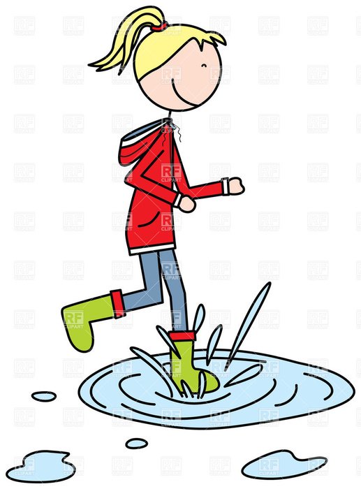 Girl Jumping In Puddle Clip Art