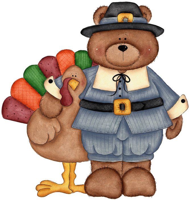 Ä°llustration of Thanksgiving Turkey and bear