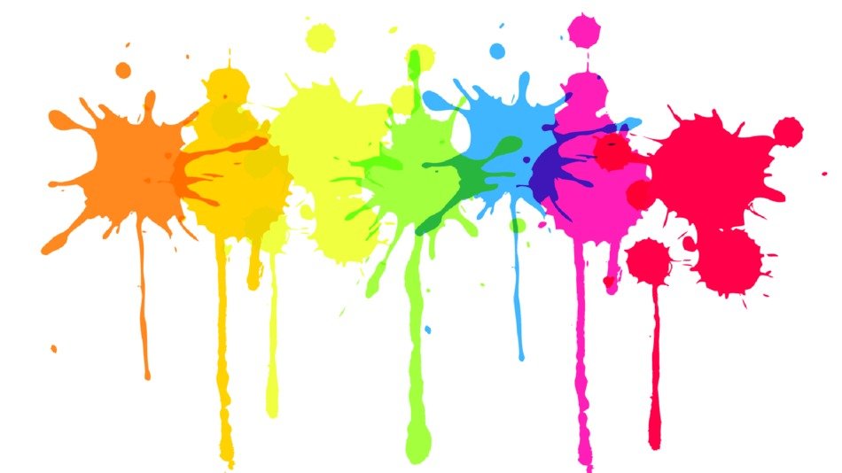 multicolored paint splashes on a white sheet