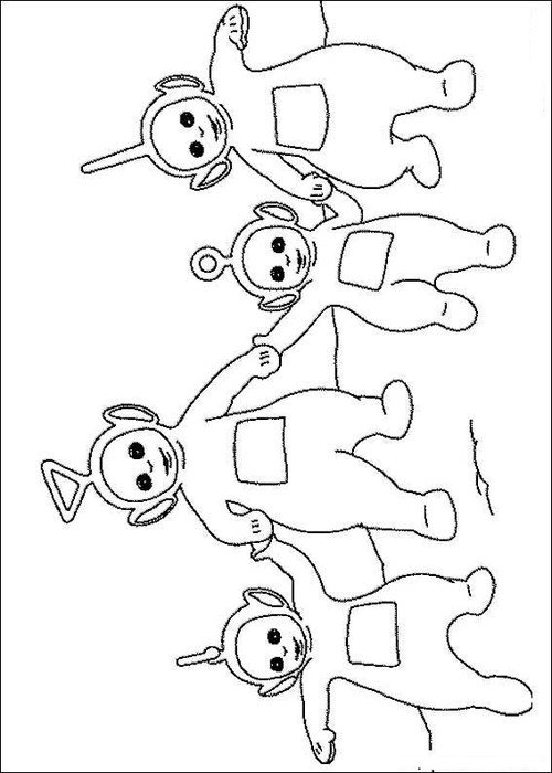 Teletubbies Holding Hand Coloring Page