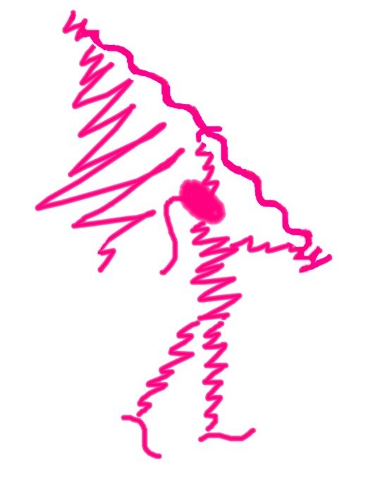 Girl Marching with Flag, pink drawing