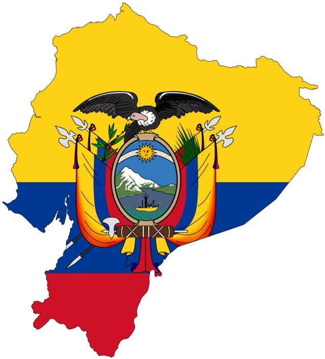 coat of arms of ecuador on a map