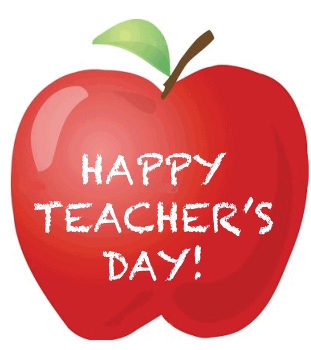 happy Teacher’s Day, writing on apple, drawing