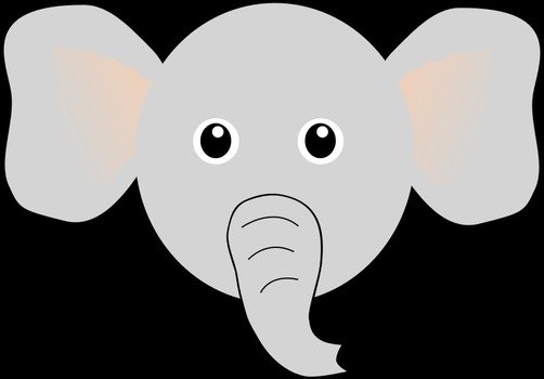 elephant head on a black background