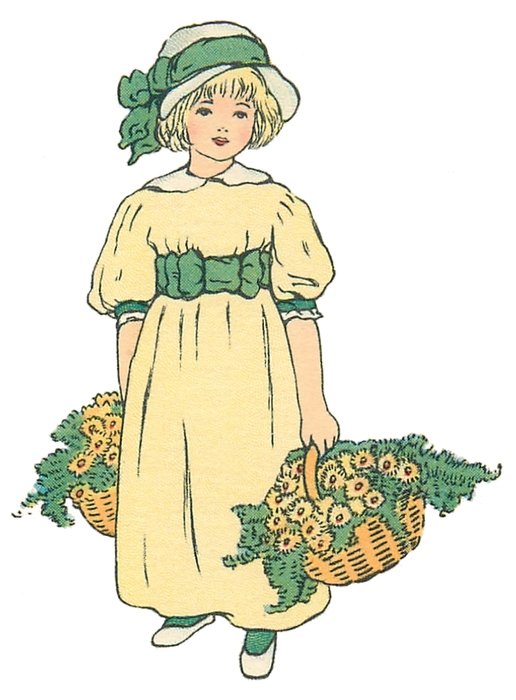 Vintage girl with Flower drawing