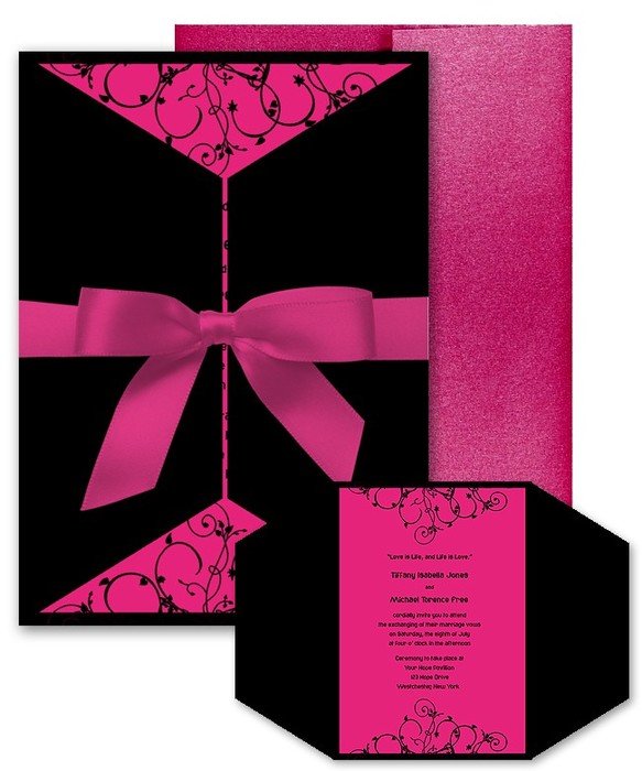 Hot Pink And Black Wedding Invitations