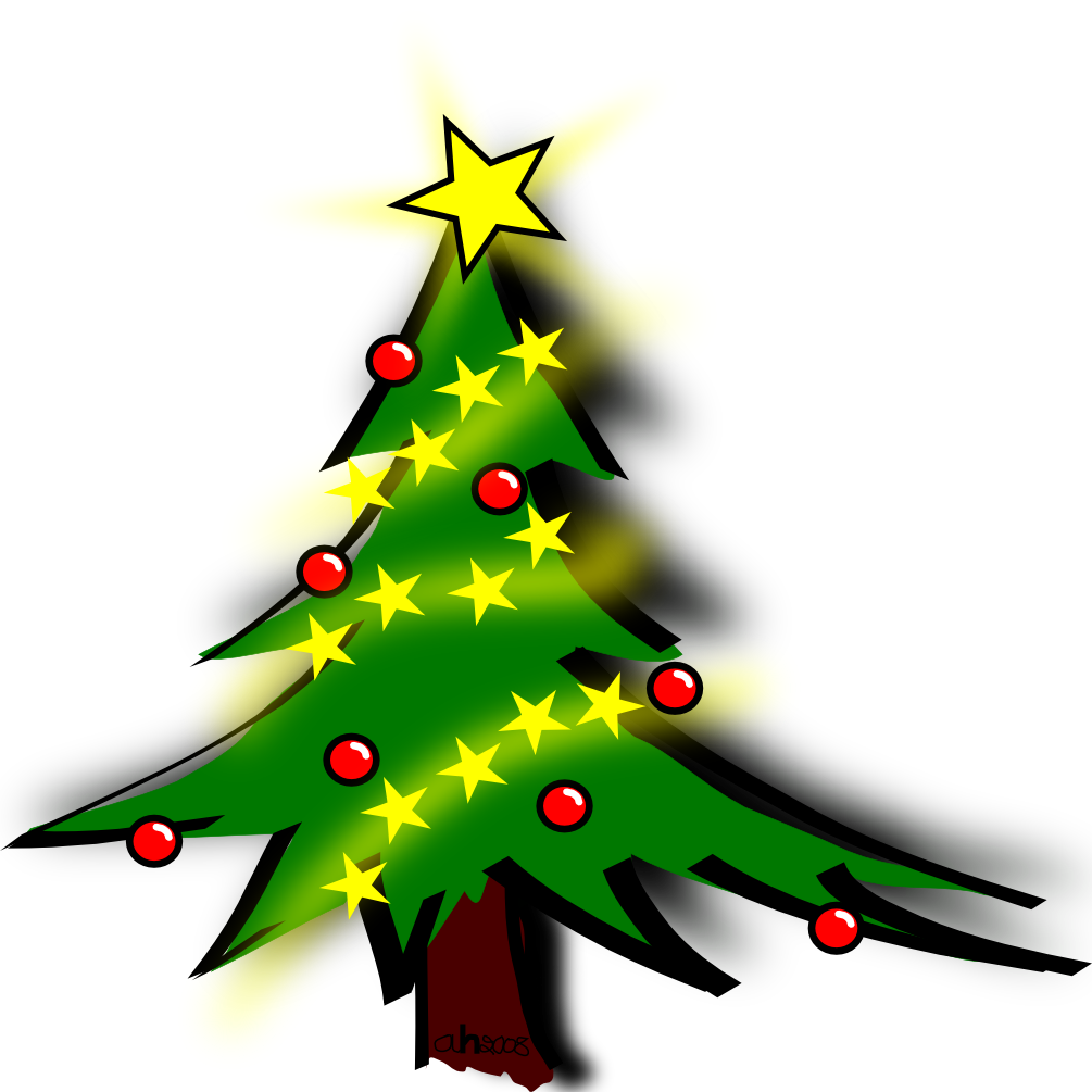 Cartoon Christmas Tree with shadow free image download