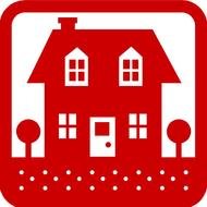 red icon of a house