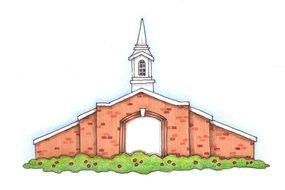 Colorful drawing of the church with the wall clipart