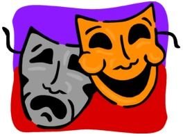 drawn carnival orange and gray masks