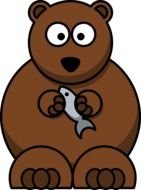 cartoon bear with fish in hands