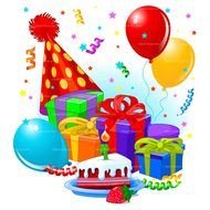 Birthday party decorations clipart