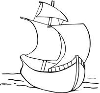 antique sailing Ship, Coloring Page