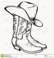 Cowboy Boots And Hat Vectors