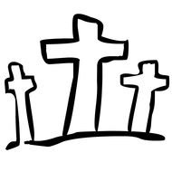 painted three white crosses