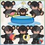 Summer Bears 3 NE Kristi W Designs Clip Art