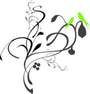 Birds On A Branch Black Grey Clip Art