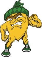 cartoon muscular acorn