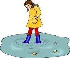 painted girl stands in a puddle