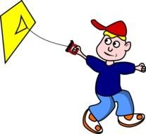 Girl Flying Kite Clip Art N4