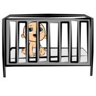 Clip art of baby in a bed