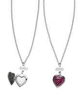 two heart-shaped pendants on a chain