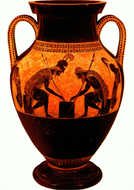 painted antique vase with greek pattern