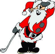 Cartoon Santa Playing Golf
