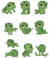 Green baby frogs clipart