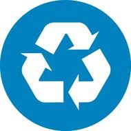 White and blue symbol of recycling clipart