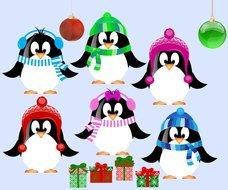 Cute Christmas Penguin card drawing