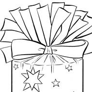 black and white picture of a gift with a bow