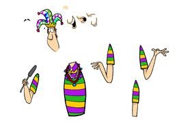illustration of a jester in parts