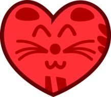 Cat face in red Heart form